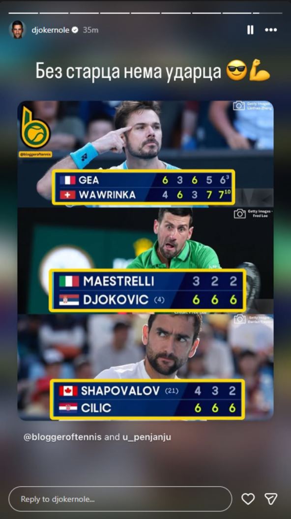 Novak Đoković objavio stori - bez starca nema udarca