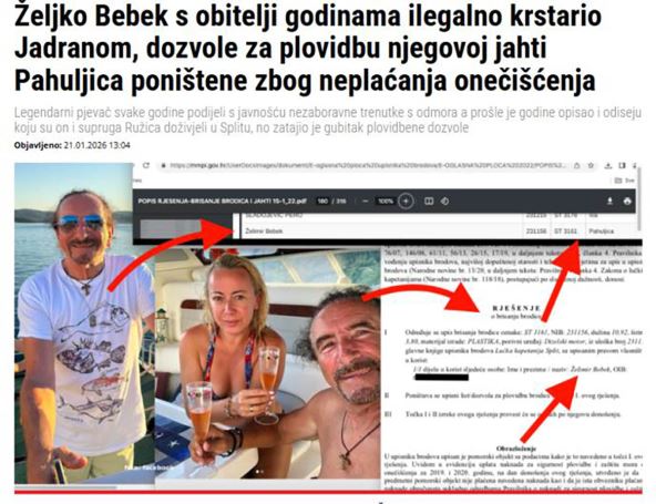 Željko Bebek ne plaća održavanje jahte?