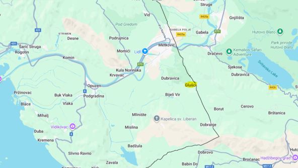 Glušci na mapi Hrvatske.