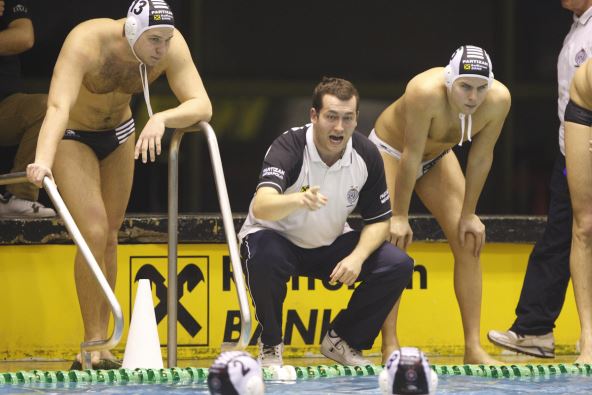 Uroš Stevanović kao trener vaterpolista Partizana