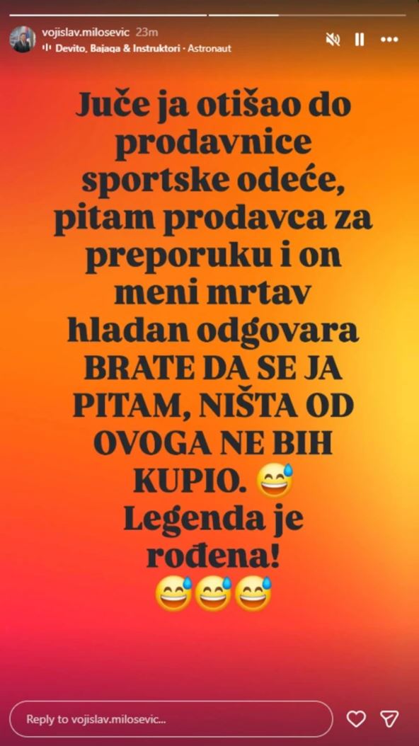 Vojislav Milošević stori o butiku sportske odeće