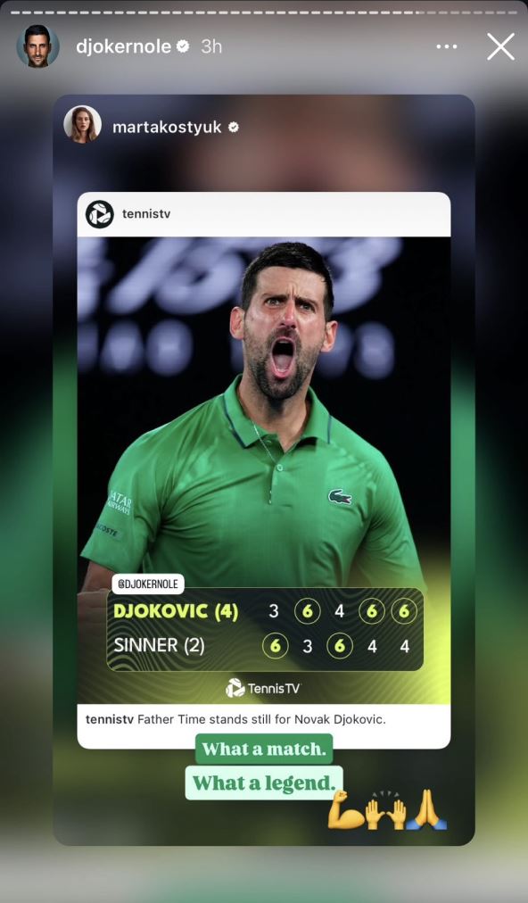 Marta Kostjuk čestitala Novaku Đokoviću.