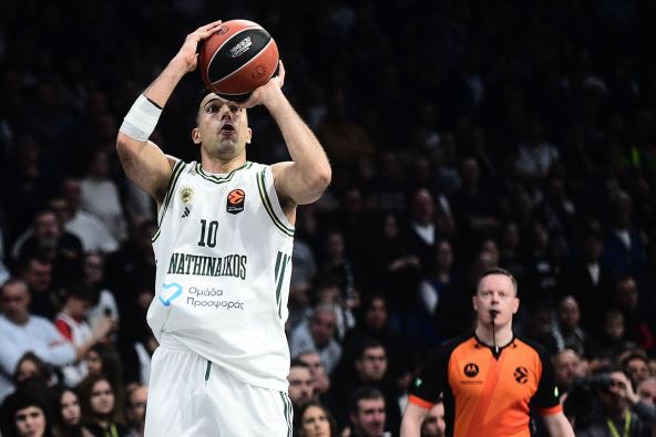Kostas Slukas šutira na utakmici Partizan Panatinaikos