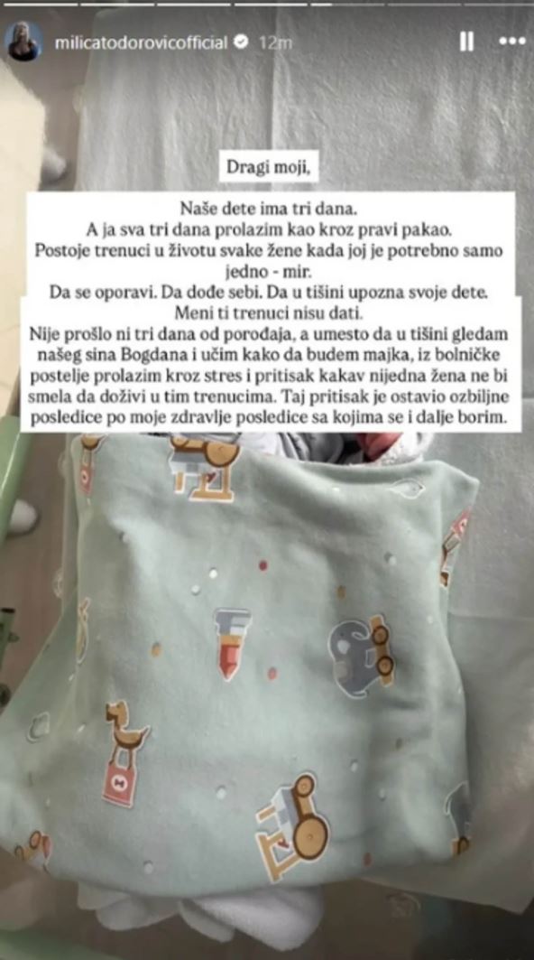 Milica todorović od stresa izgubila mleko