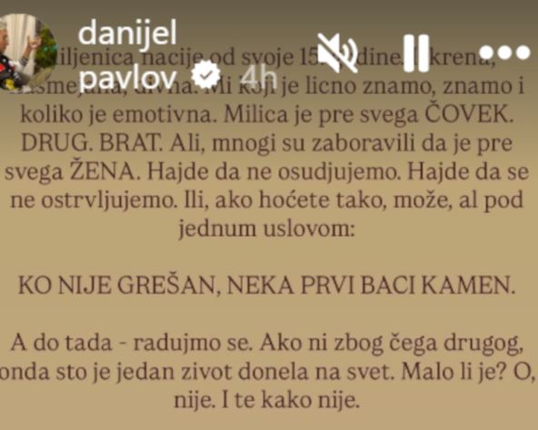 Danijel Pavlović podrška Milica Todorović