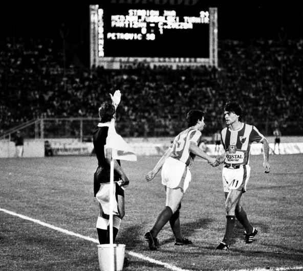 Detalj sa meča Partizan - Crvena zvezda, Srboljub Stamenković ulazi umesto Đorđića.