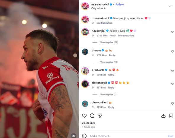 Marko Arnautović i poruka Nemanje Radonjića.