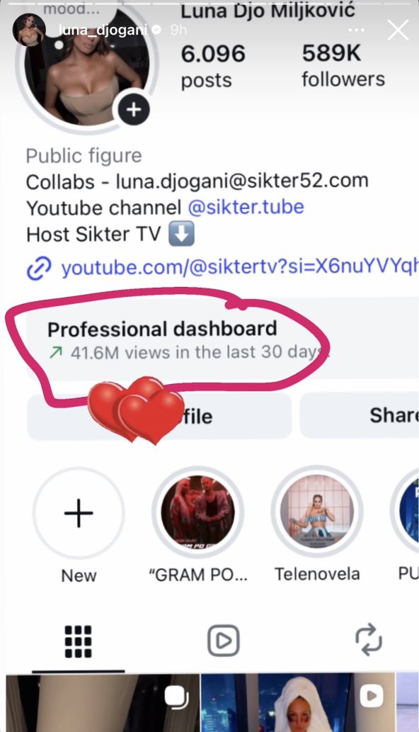 Luna Đogani objava za Ig posete
