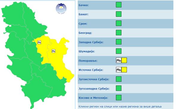 Meteoalarm za 18. mart