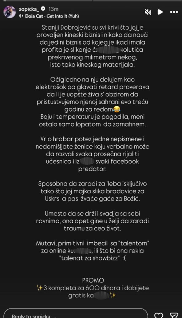 Ivana Šopić izvređala Staniju Dobrojević