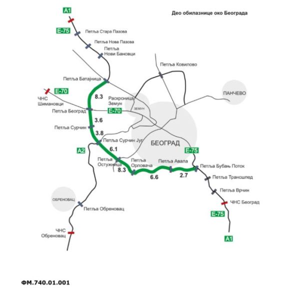 Mapa puteva na kojima je obavezan tag uređaj za vozila IV kategorije