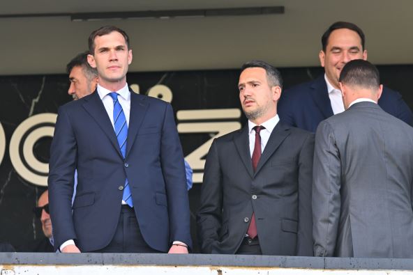 Balša Terzić i Andrej Mrkela u delegaciji OFK Beograda na stadionu Partizana