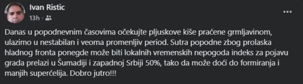 Vremenska prognoza Ivana Ristića