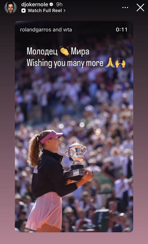 Novak Đoković čestitao Miri Andrejevoj