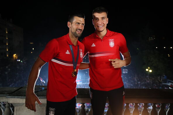 Bogdan Bogdanović i Novak Đoković na Balkonu Starog dvora