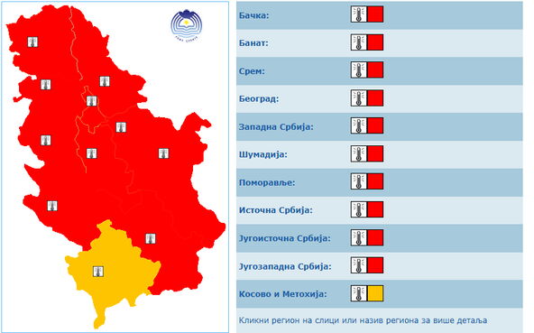 Meteoalarm za 29. jun 2026. godine