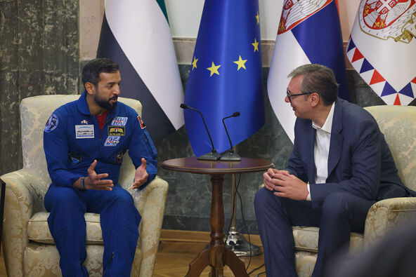 Aleksandar Vučić sa ministrom omladine UAE i prvim arapskim astronautom