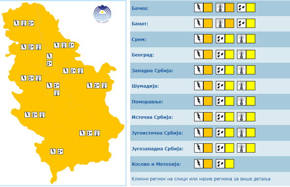 Meteoalarm za 1. jul 2026. godine
