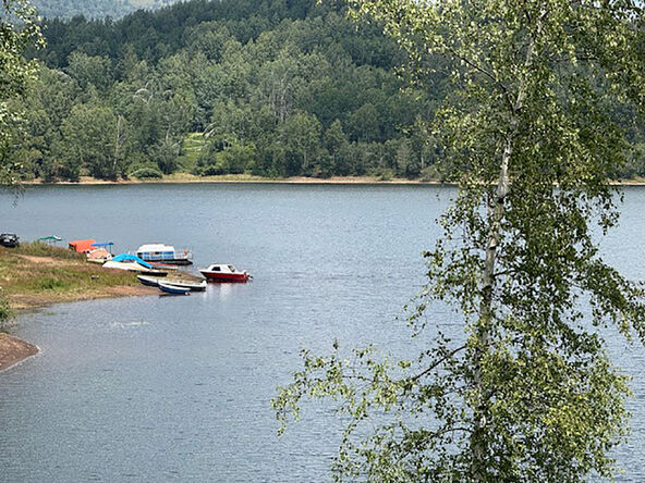 Vlasinsko jezero i čamci na obali