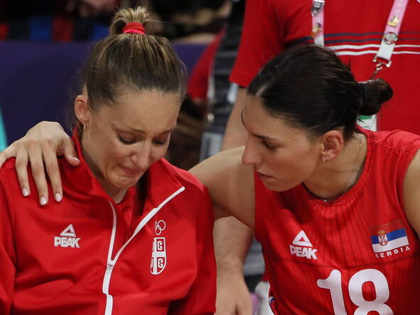 Srpske odbojkašice Maja Ognjenović i Tijana Bošković.