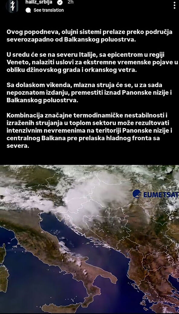 Olujno nevreme stiže za vikend