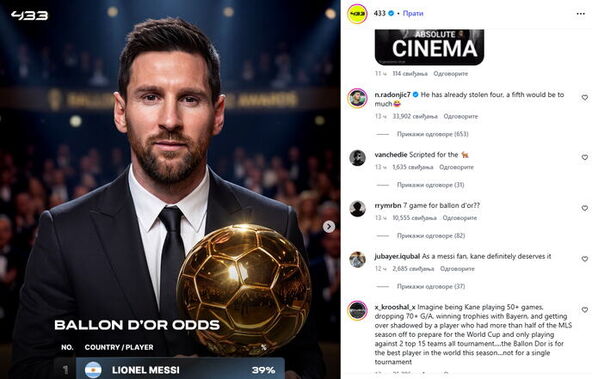 Nemanja radonjić komentarisao objavu o Lionelu Mesiju.