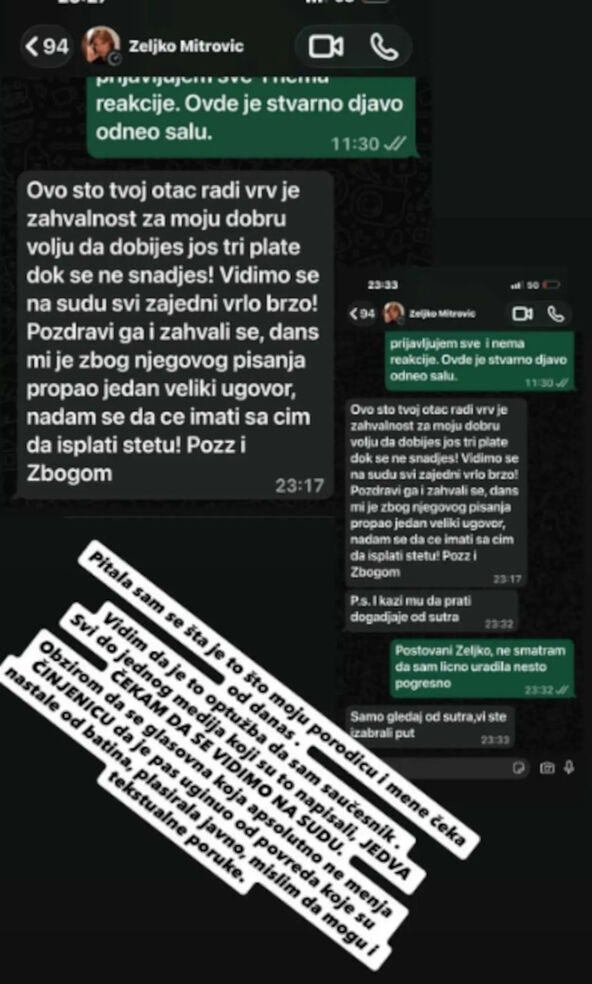 Kristina Spalević prepiska sa Željkom Mitrovićem