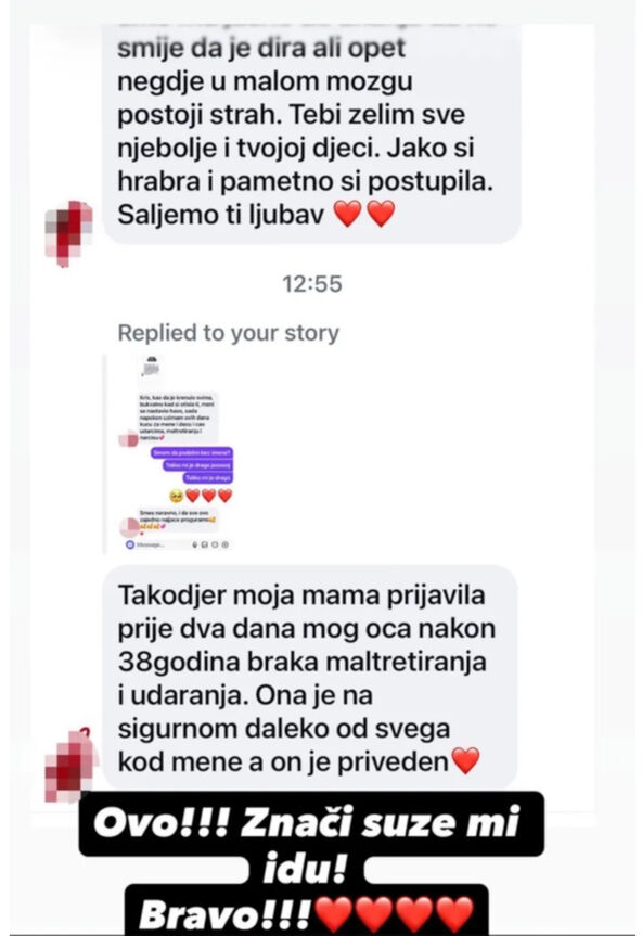 poruka podrške koju je Kristina dobila na Ig
