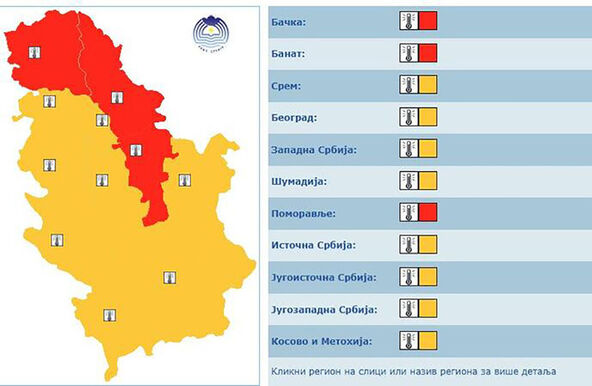 Meteoalarm za 3. avgust