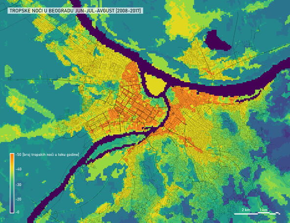 Prva mapa urbanih toplotnih ostrva Beograda