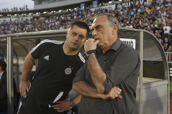 Avram Grant i Vanja Radinović na utakmici Partizana