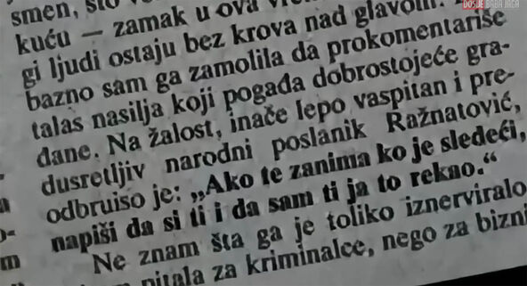 Arkanova pretnja Dadi Vujasinović