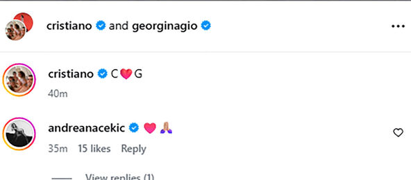 Andreana Čekić čestitala Ronaldu i Georgini