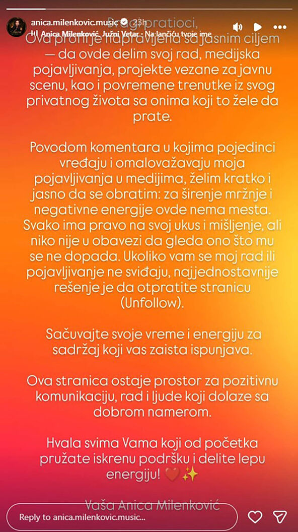 Anica milenković objava