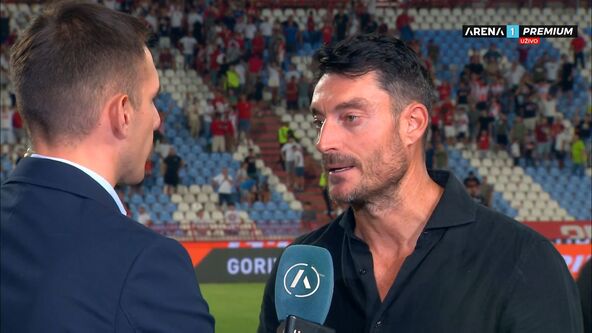 Albert Rijera daje izjavu za TV Arena Sport na Zvezda - Plzenj.