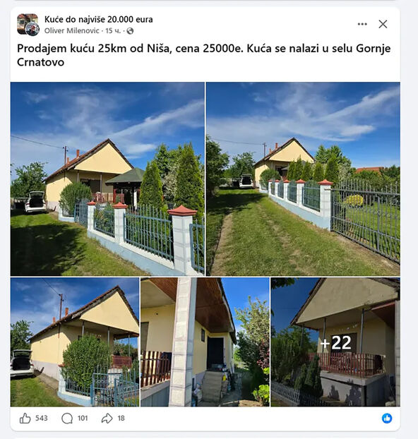 kuća blizu Niša na prodaju