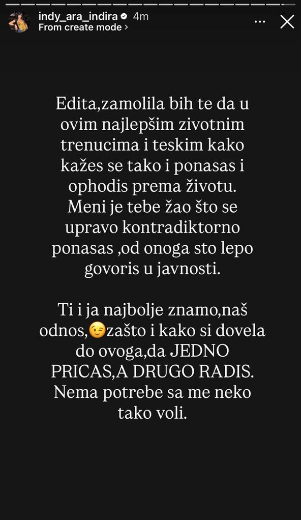 Indi se obratila Editi