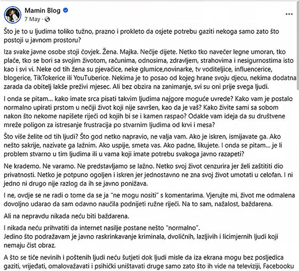 Objava Kristine Kovačević Hitrec
