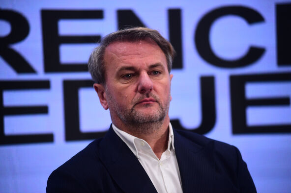 Ostoja Mijailović na konferenciji za novinare Partizana