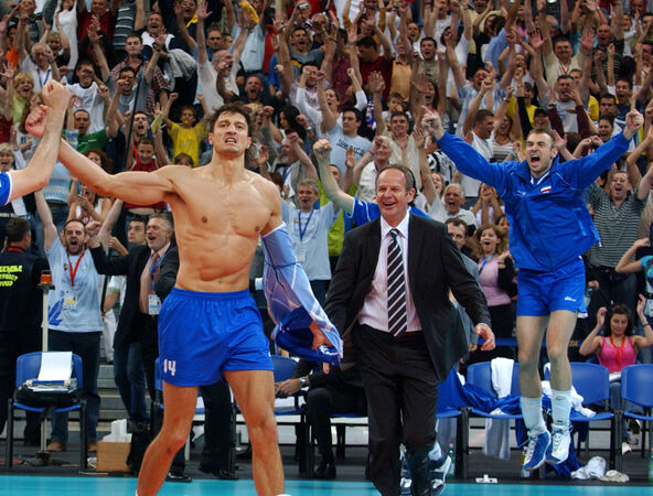 Ivan Miljković slavi pobedu protiv Poljske.