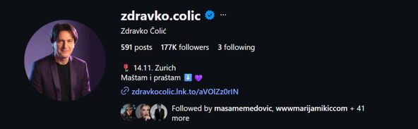 Zdravko Čolić prati samo tri profila