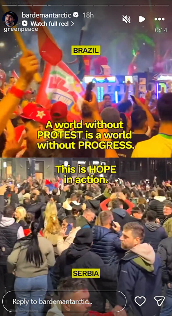 Objava Havijera Bardema o protestima u Brazilu