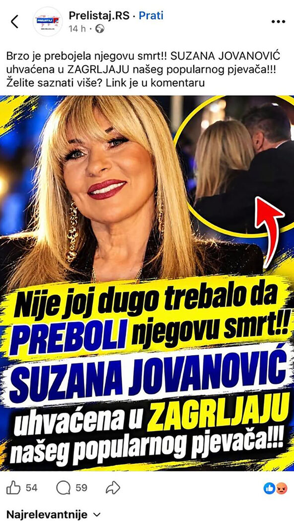 Lažni naslovi o Suzani Jovanović