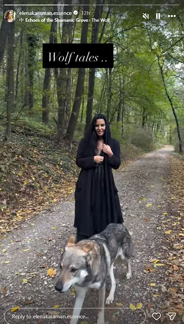 Elena Karaman u šumi sa vukom (1).jpg