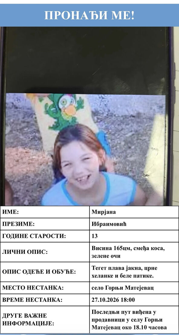 Nestala devojčica kod Niša