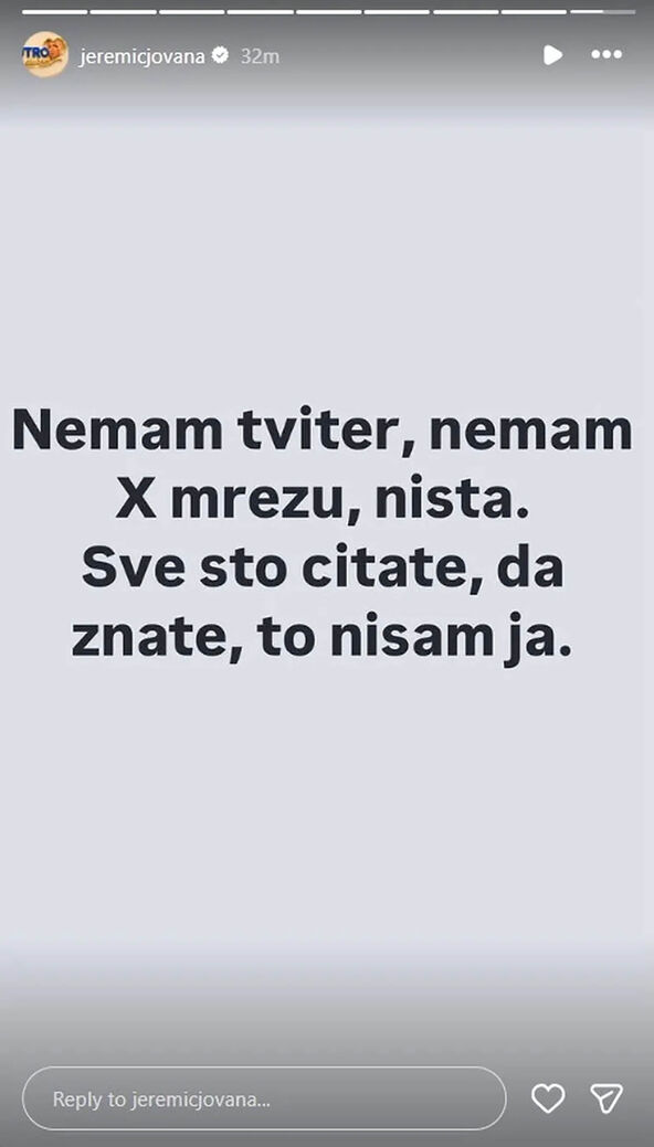 Jovana se oglasila na Instagramu