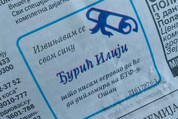 Otac se sinu izvinio u Politici