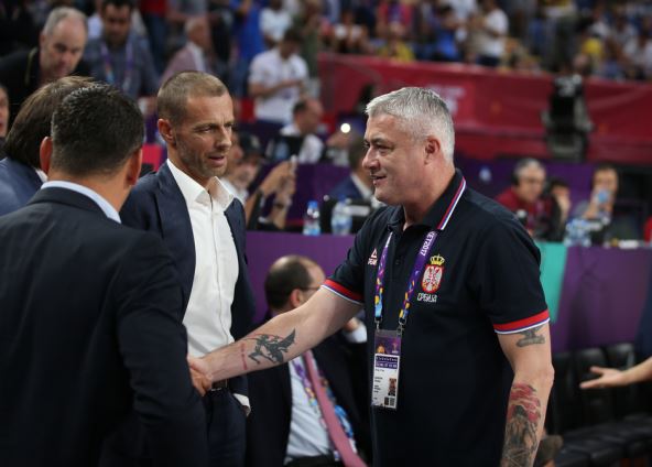 Srbija Slovenija prvi red Obradović, Ivković, Danilović, Dodik, Tomašević