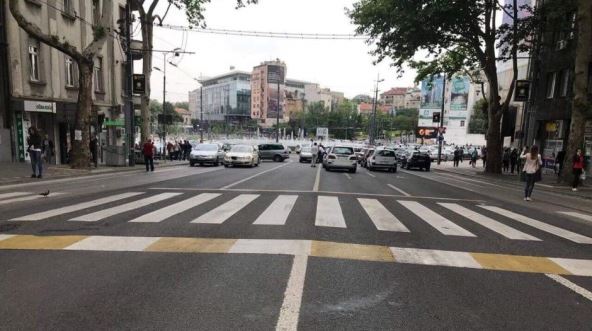 Štrajk taksista u centru Beograda