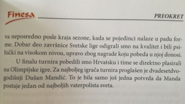Dušan Mandić vaterpolista Srbije dnevnik iz Barselone